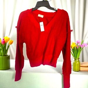 Anthropologie t.la Red Textured Pullover Sweater – Size XS – NWT